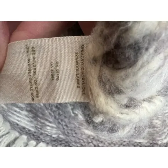 Free People Gray and Cream Knit Fringe Off-Shoulder Sweater - Picture 7 of 7